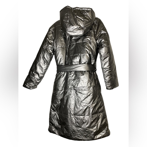 G by Giuliana Reversible Women’s Trench Coat Silver Black Size Small  NWOT - Picture 2 of 5